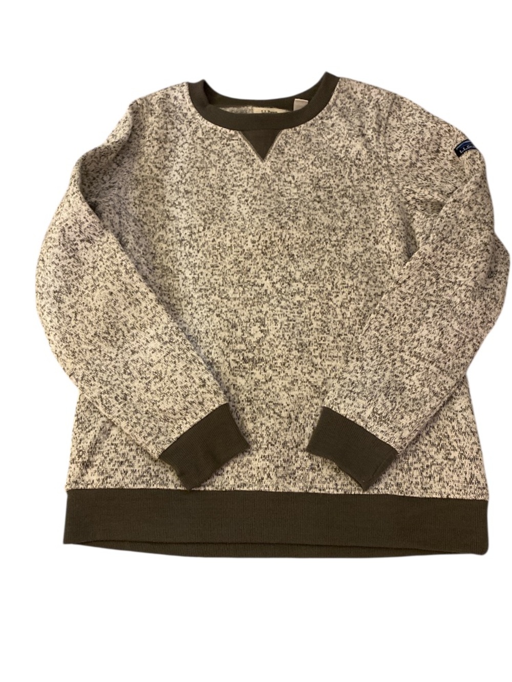 LL BEAN Grey Crewneck Sweater with Dark Grey Trim Size Small